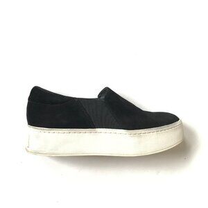 Vince Warren Slip On Platform Sneakers Womens 6 Black Suede Shoes Rubber Soles